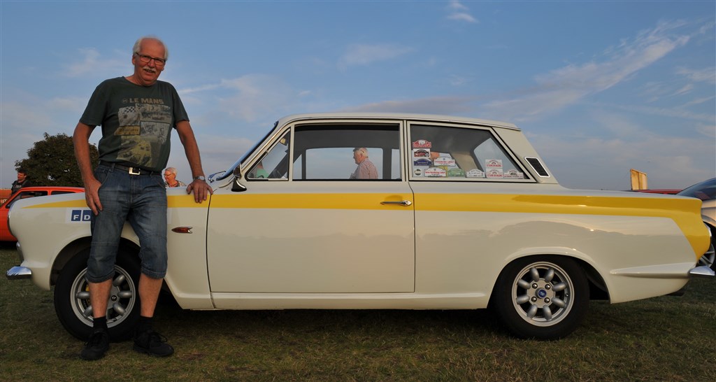 Finn Kristensen og hans Ford Cortina er nogle af repræsentanterne fra Ford Classic Club Danmark, så vil være udstille ved Tvilum Rally Show